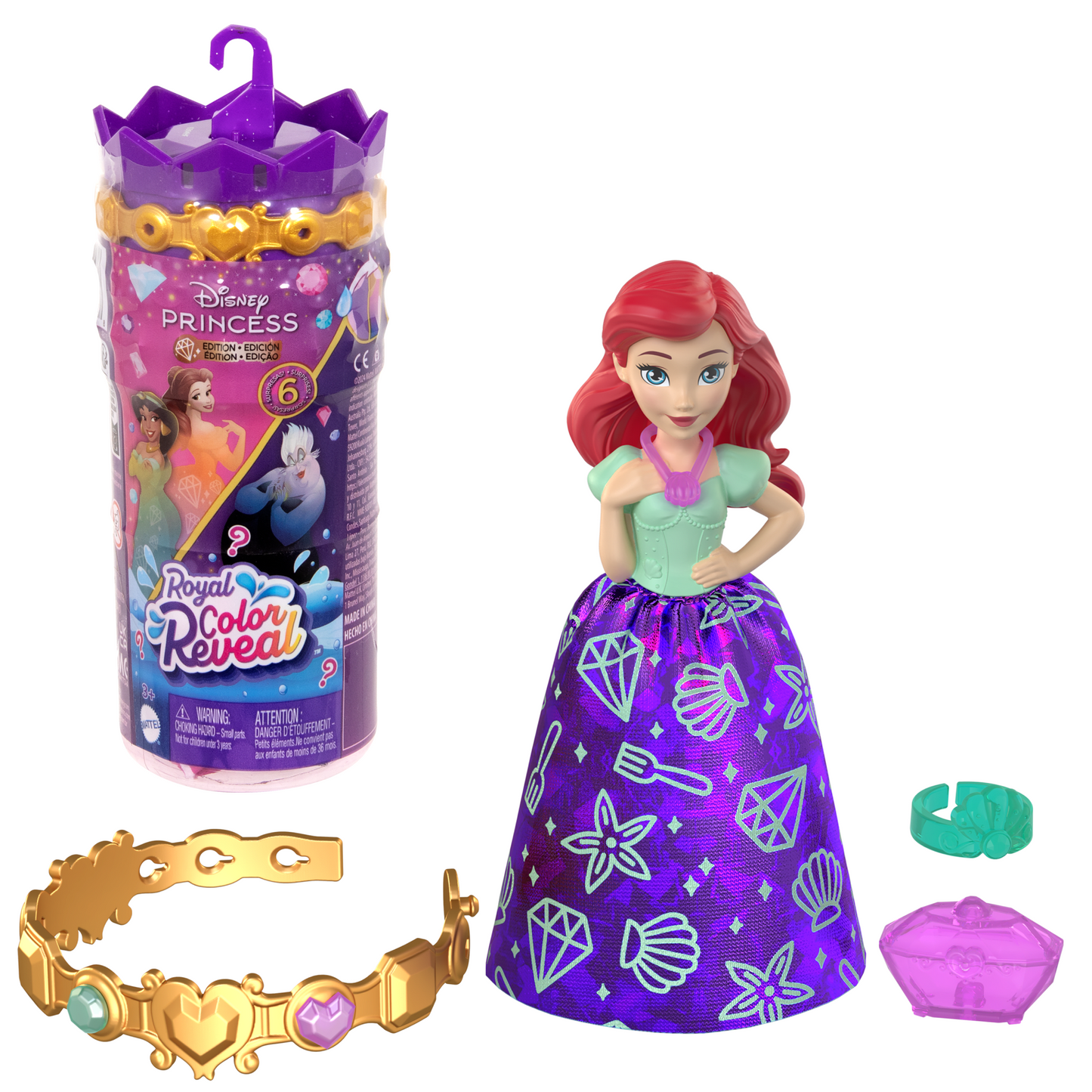 Disney Princess Royal Color Reveal Princess Or Villain Small Doll With 5 Surprises (Dolls May Vary)