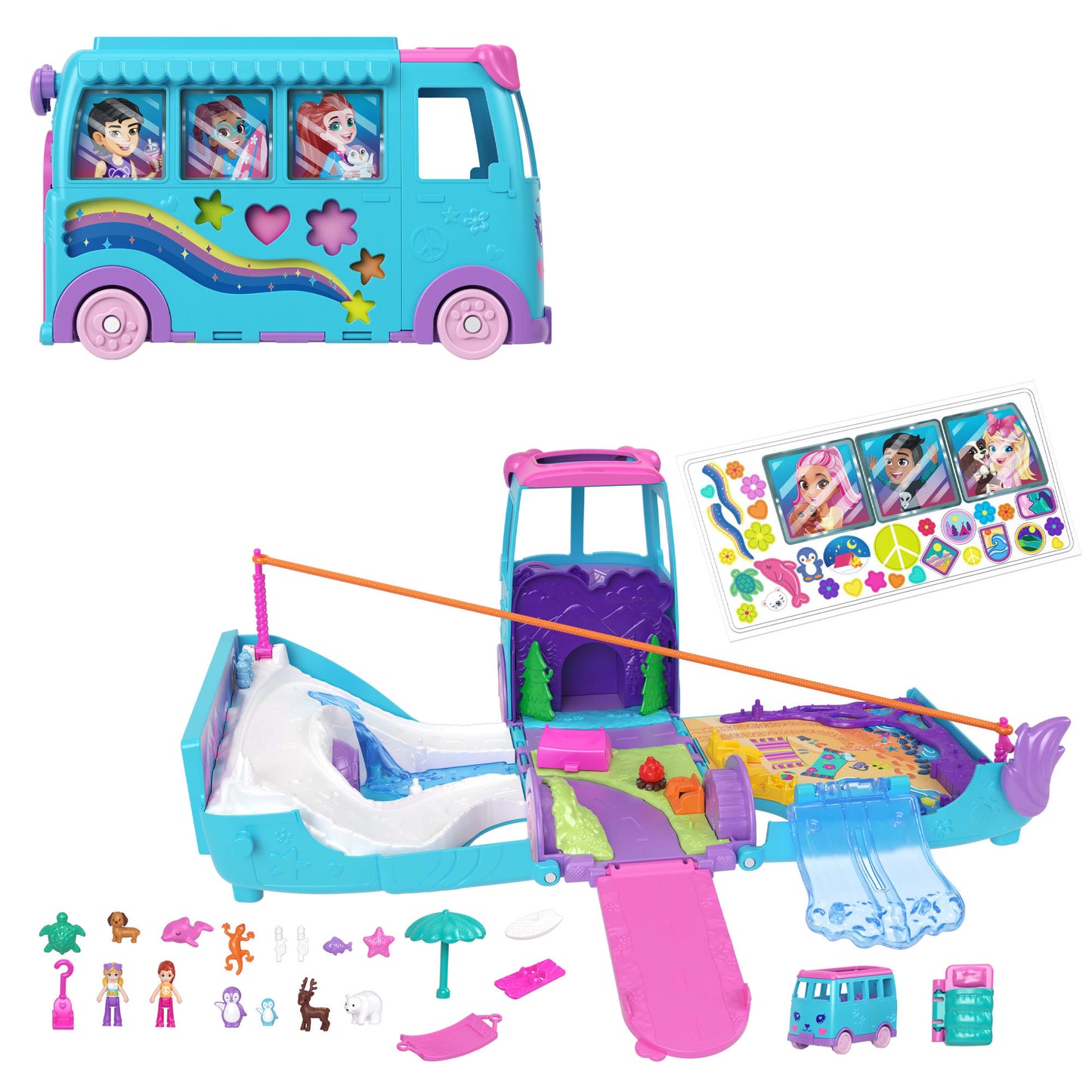 Polly Pocket  Coffret de Jeu  Aventure Animale Mobile, Camionnettes