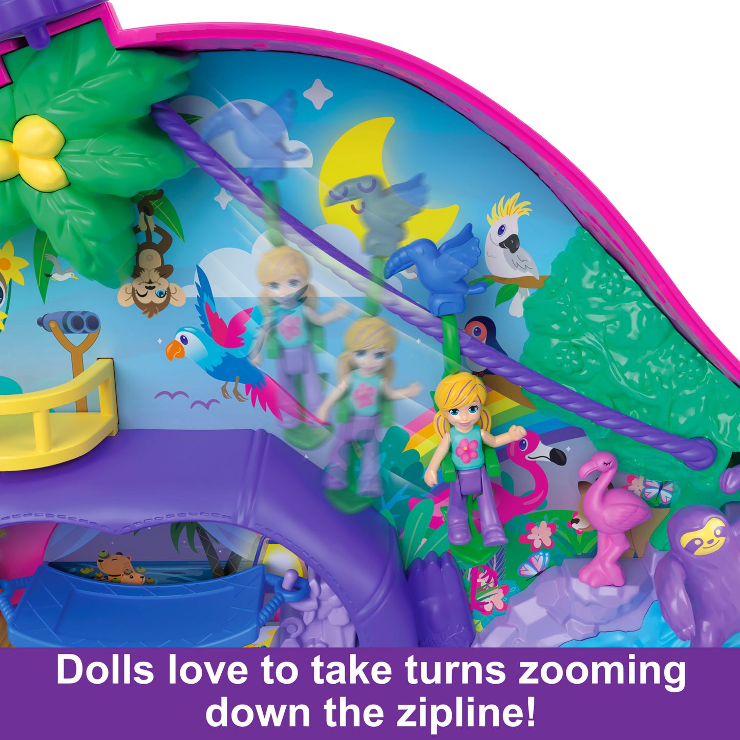 Polly Pocket Dolls And Playset, Travel Toys, Sloth Family 2-in-1 Purse Compact