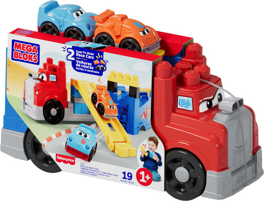 Mega Bloks-Camion Course et Construction-Coffret Avec 19Pièces