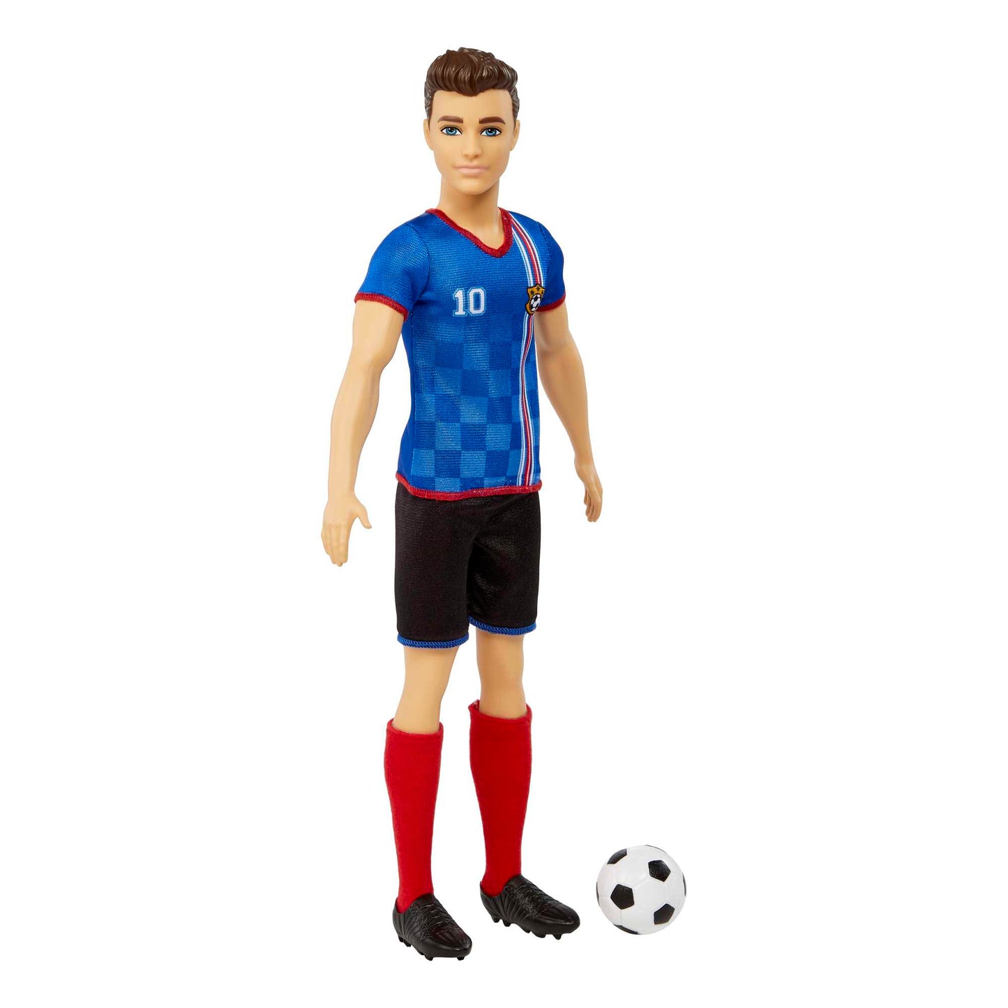 Ken Soccer Doll, Cropped Hair, #10 Uniform, Soccer Ball, Cleats,  Socks, 3 & Up