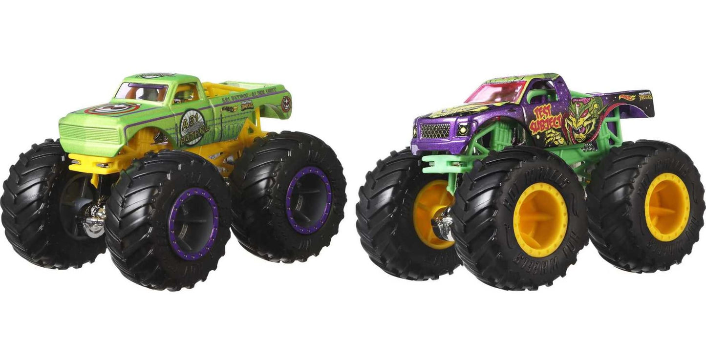 Hot Wheels Monster Trucks Veículo de Brinquedo Pacote Surpresa 2 Carros Escala 1:64