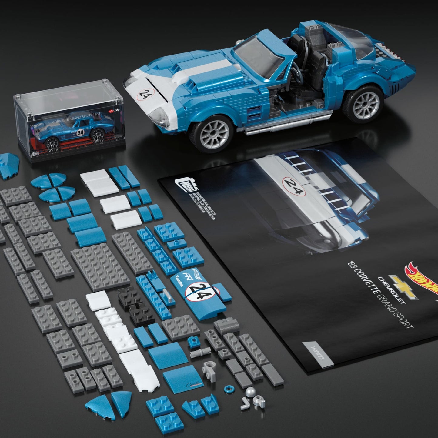 Mega-Hot Wheels-Coffret 63 Corvette Grand Sport de 1060Pièces