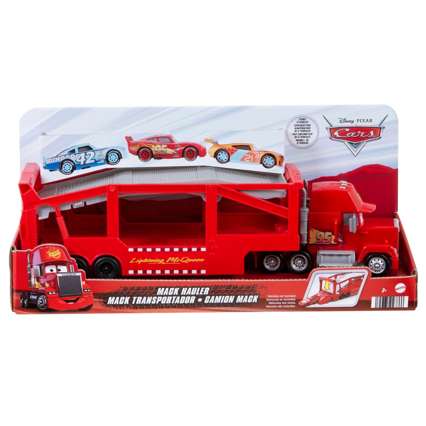 Disney/Pixar  Les Bagnoles  Camion Mack, Rampe, 33Cm, Pour 12Véh.