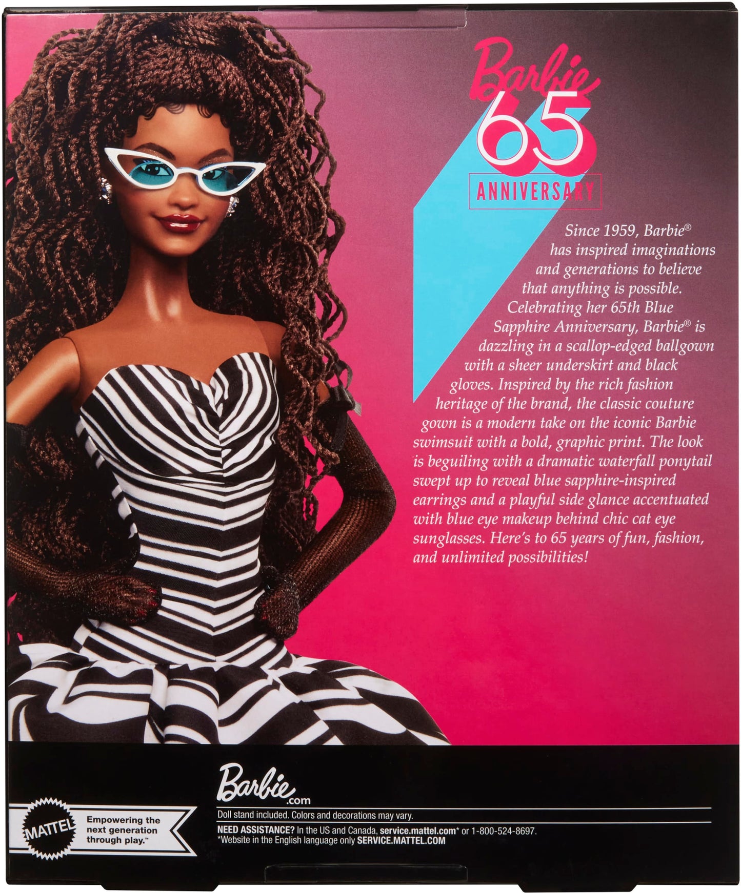 Barbie Signature 65th Anniversary Collectible Doll With Brown Hair And Black And White Gown