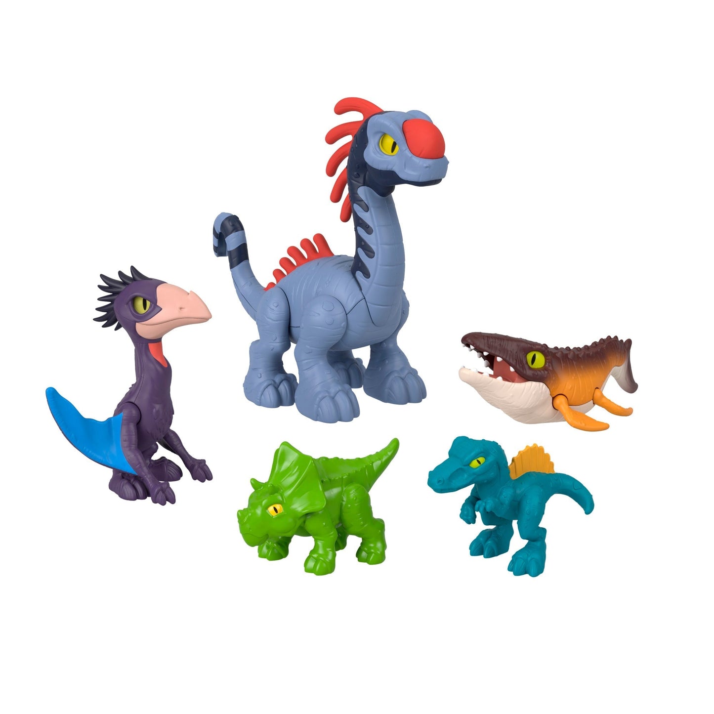 Imaginext Jurassic World Dinossauro de Brinquedo Rebirth Pacote de Dinos Terra, Ar e Mar