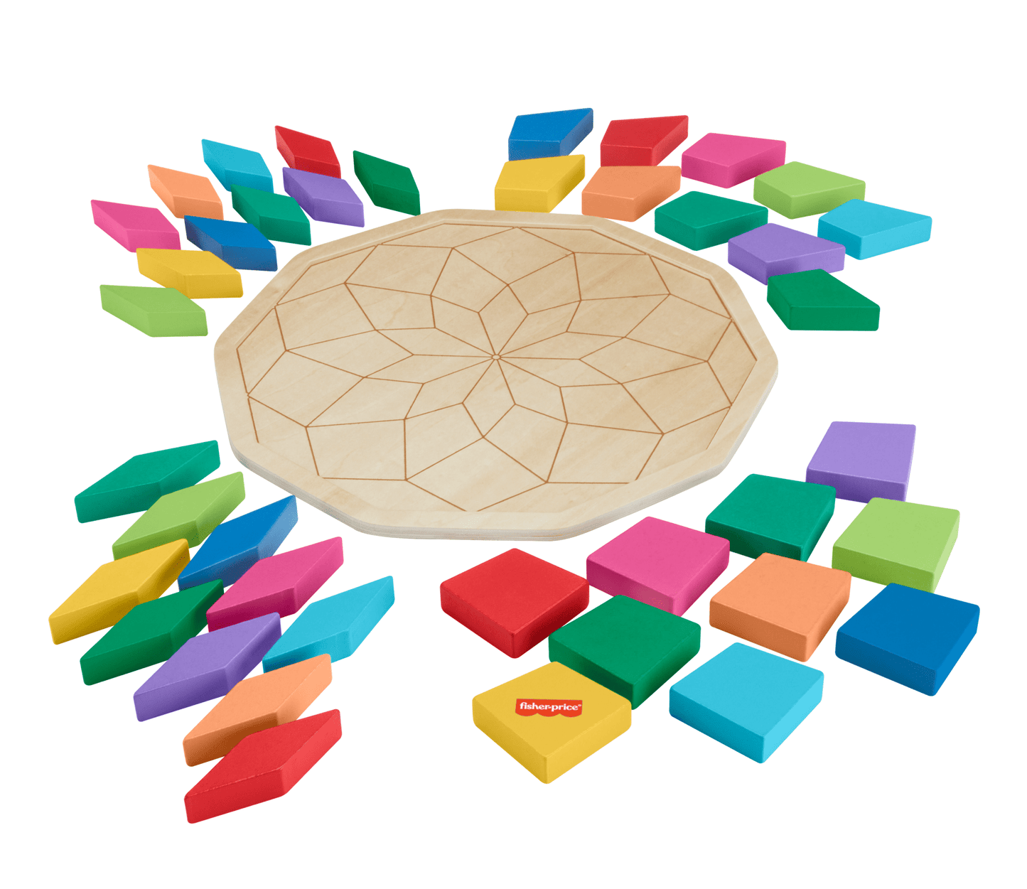 Fisher-Price Brinquedo para Bebês Quebra-cabeça de Madeira Mandala Geométrica