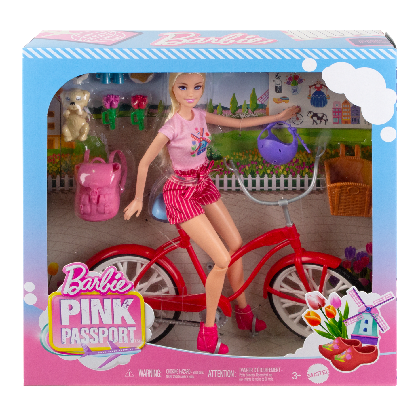 Barbie Passeport Rose Poupée et Coffret de Jeu Aventures en Hollande