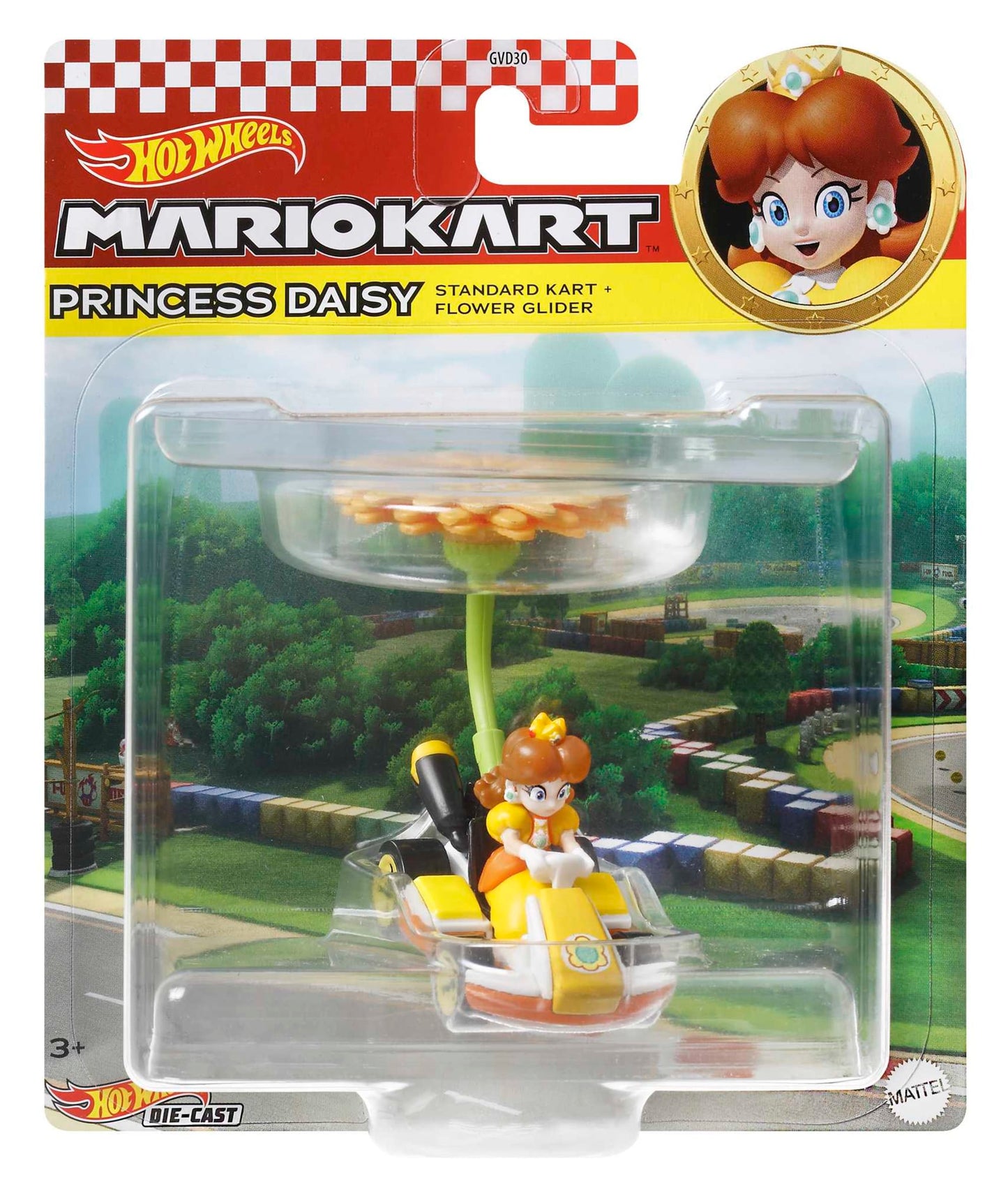 Hot Wheels Mario Kart Vehículo de Juguete Princesa Dasiy Estándar Kart con Flower Glider
