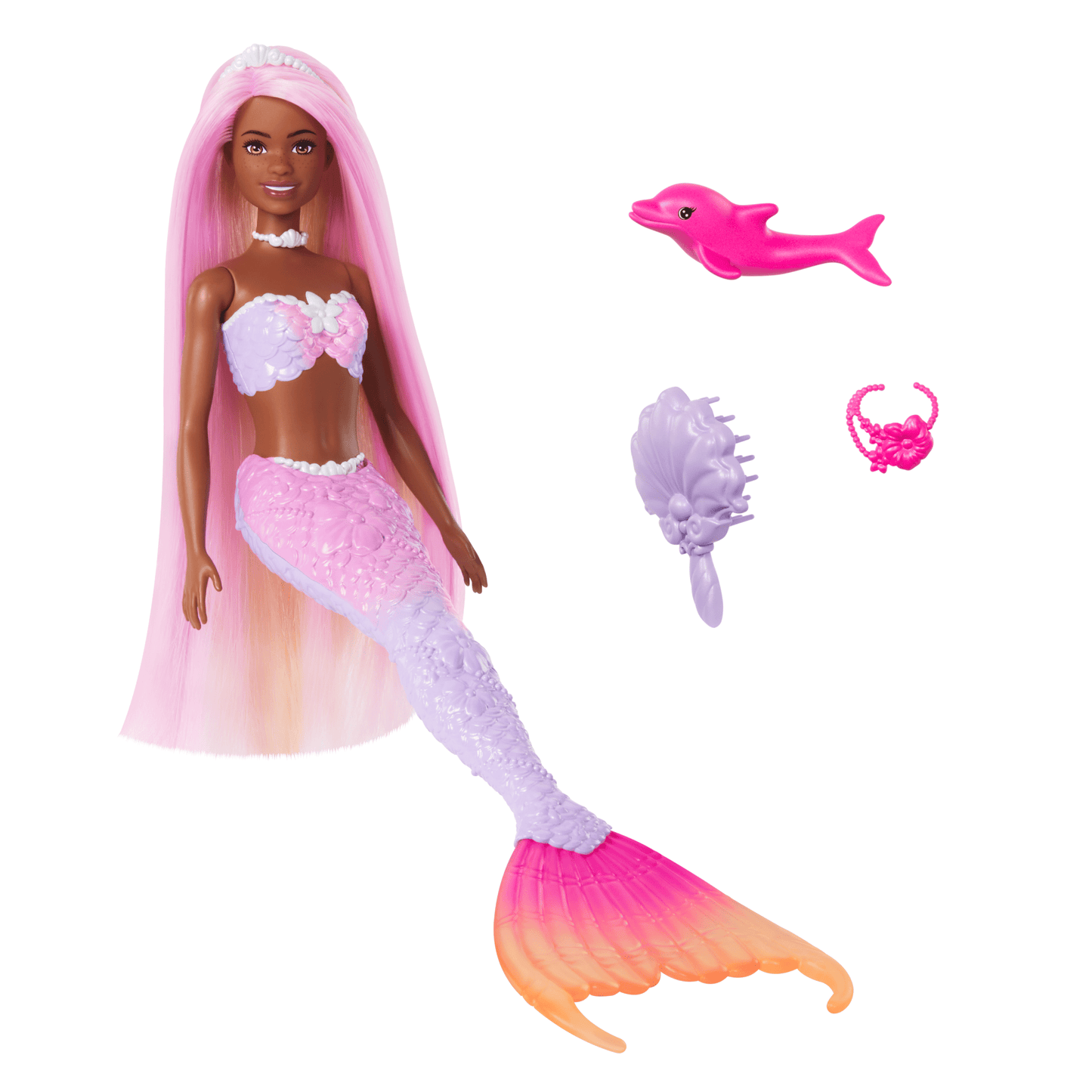 Barbiebrooklynpoupée Sirène à Changement de Couleur, Dauphin, Acc.