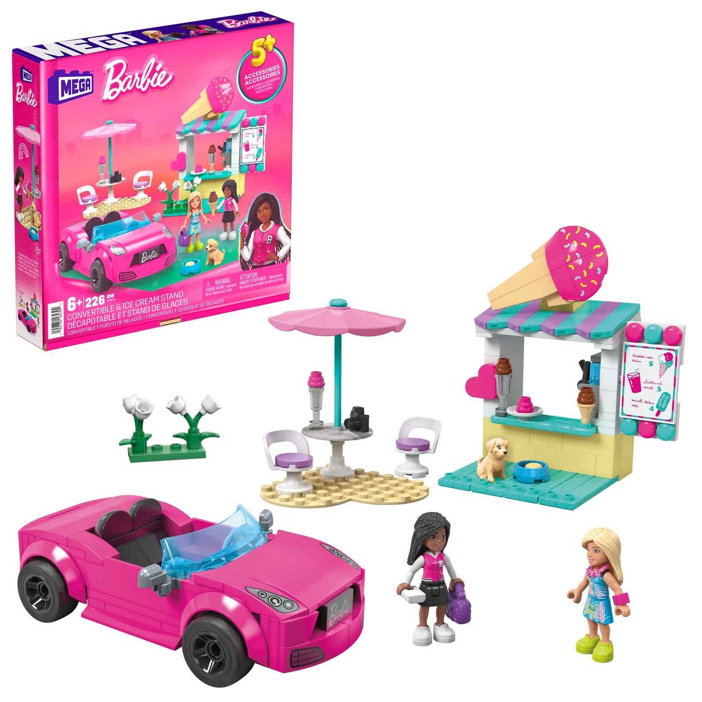 Mega-Barbie-Décapotable et Stand de Glaces-Coffret 225 Pièces