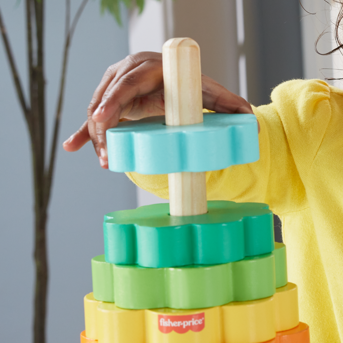 Fisher-Price Brinquedo para Bebês Anéis Empilháveis de Madeira