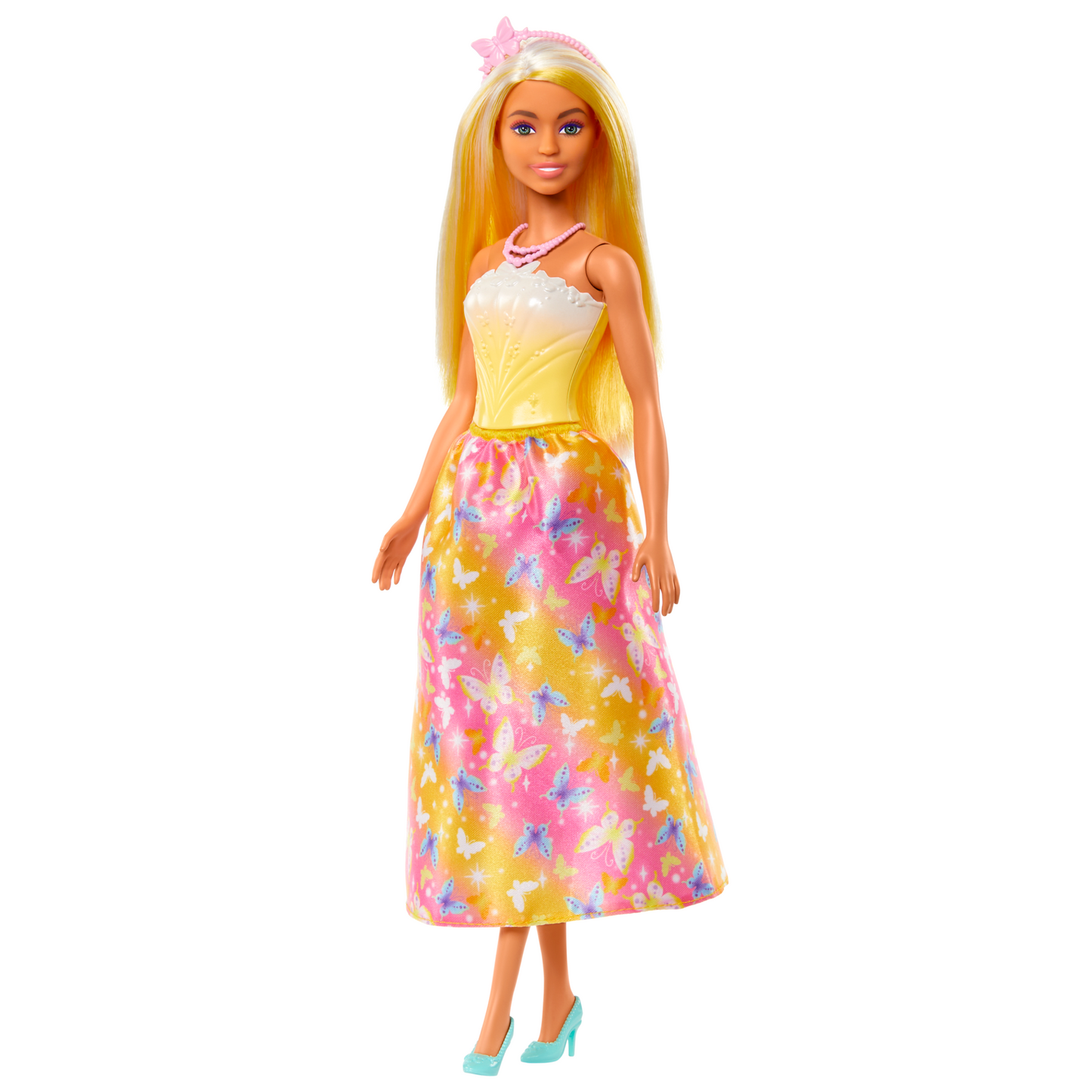 Barbie Royal Doll With Brightly Highlighted Hair, Butterfly-Print Skirt And Accessories