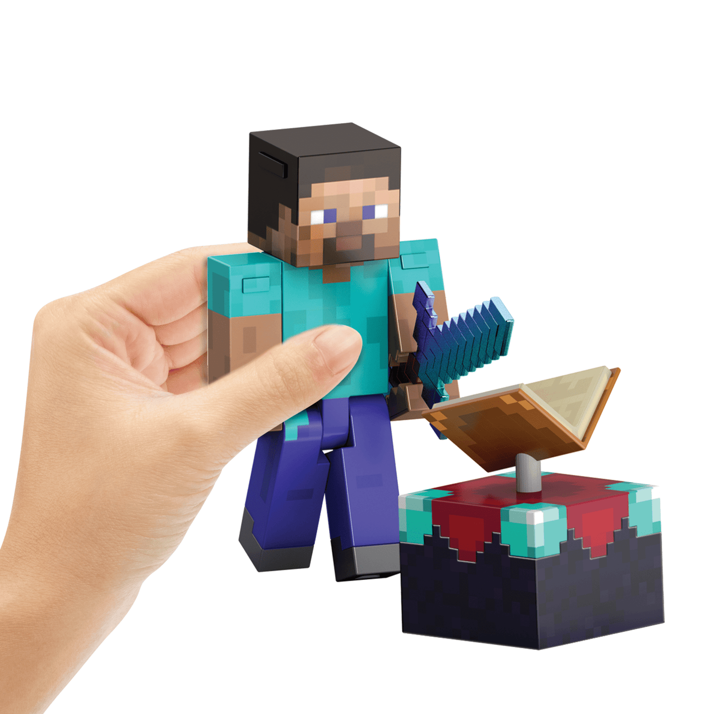 Minecraft-Steve Diamond Level-Figurine Articulée 14Cm et Accessoires
