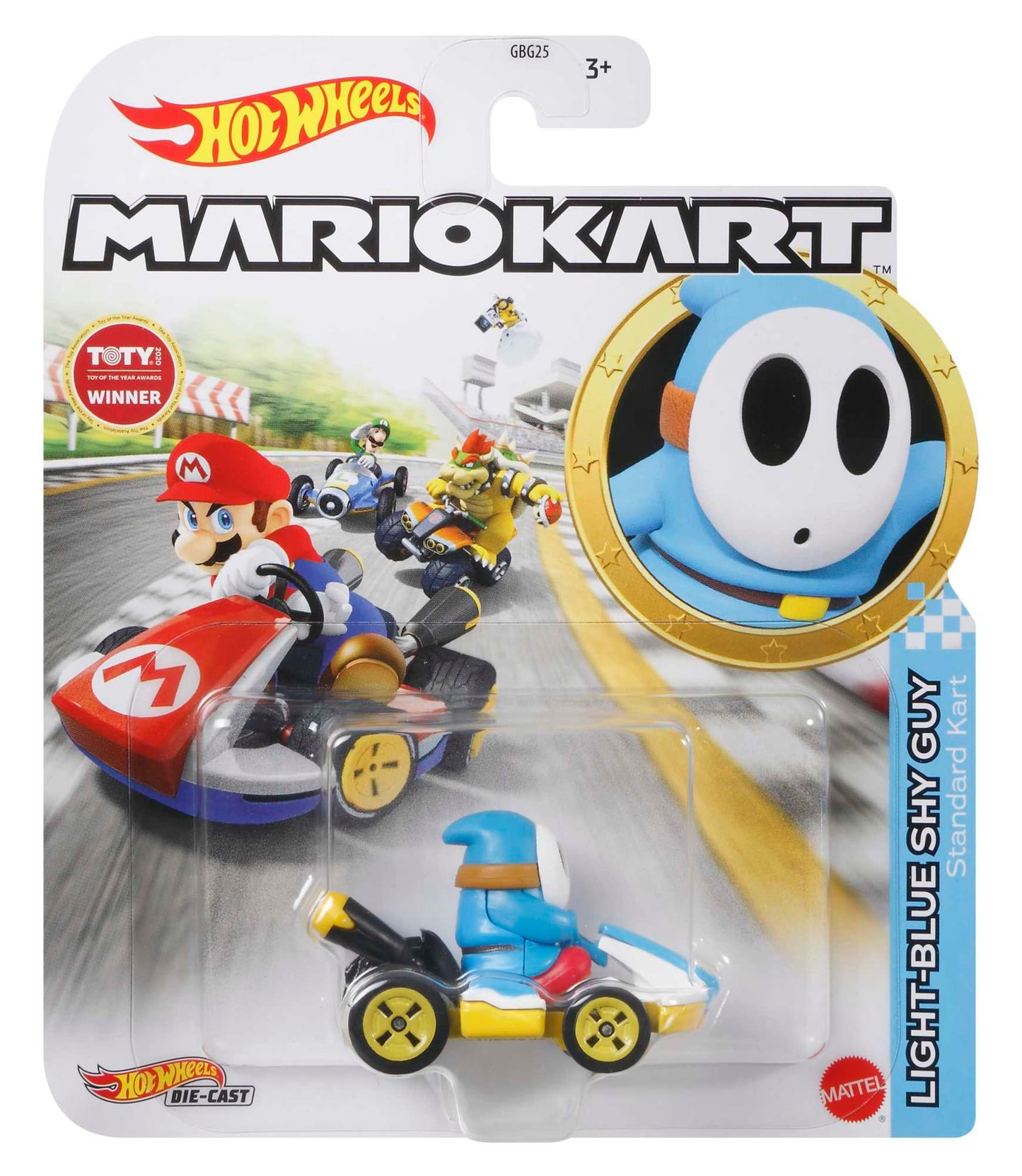 Hot Wheels Mario Kart Vehículo de Juguete Shy Guy Azul Claro Estándar Kart