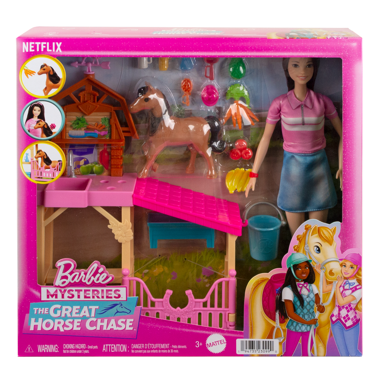 Barbie Detetive A Grande Corrida de Cavalos Conjunto de Brinquedo Cuidado de Póneis com Renee