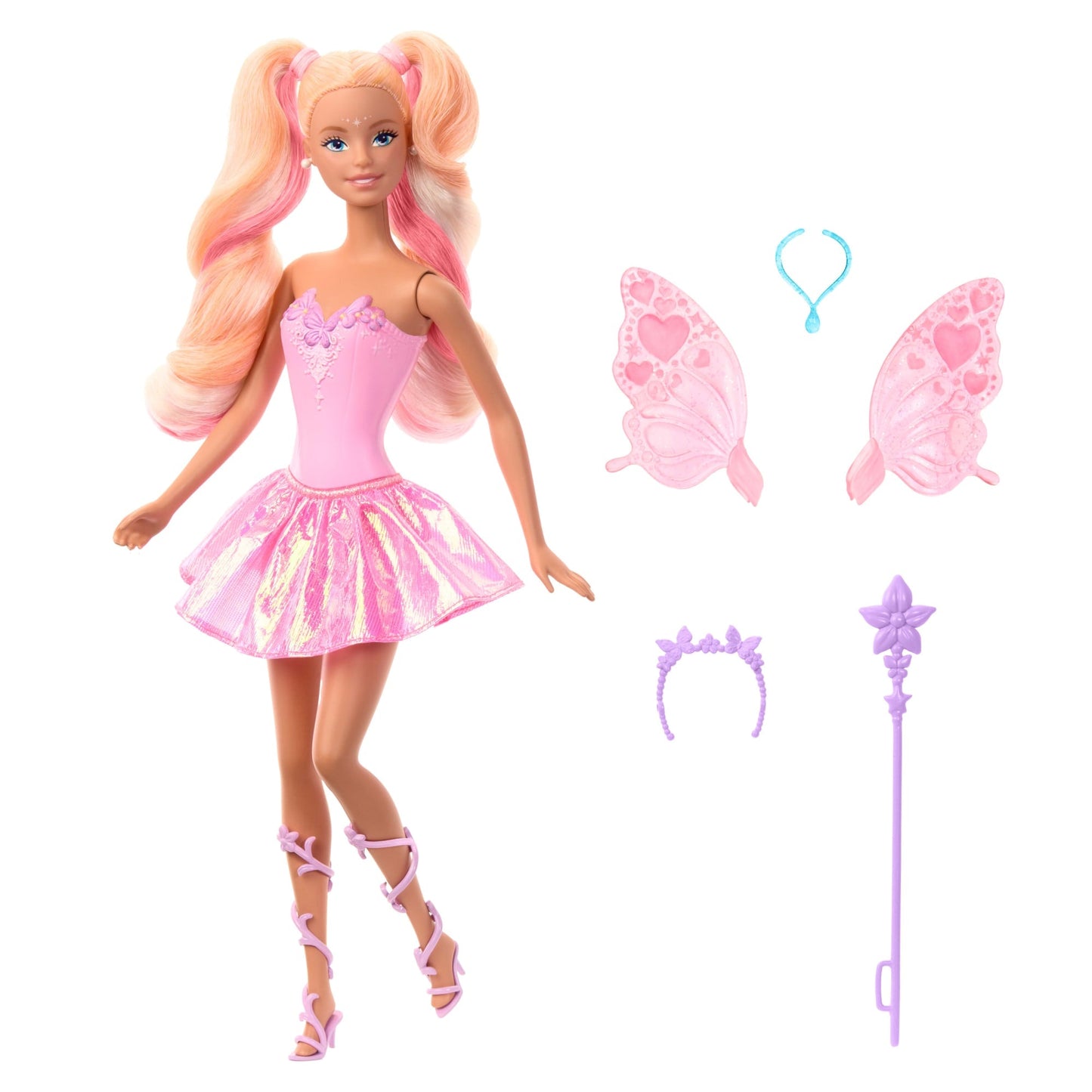 Barbie Fantasy Fairy Doll With Color-Change Wings And Outfit, Includes Toy Wand With Sponge & Fashion Accessories