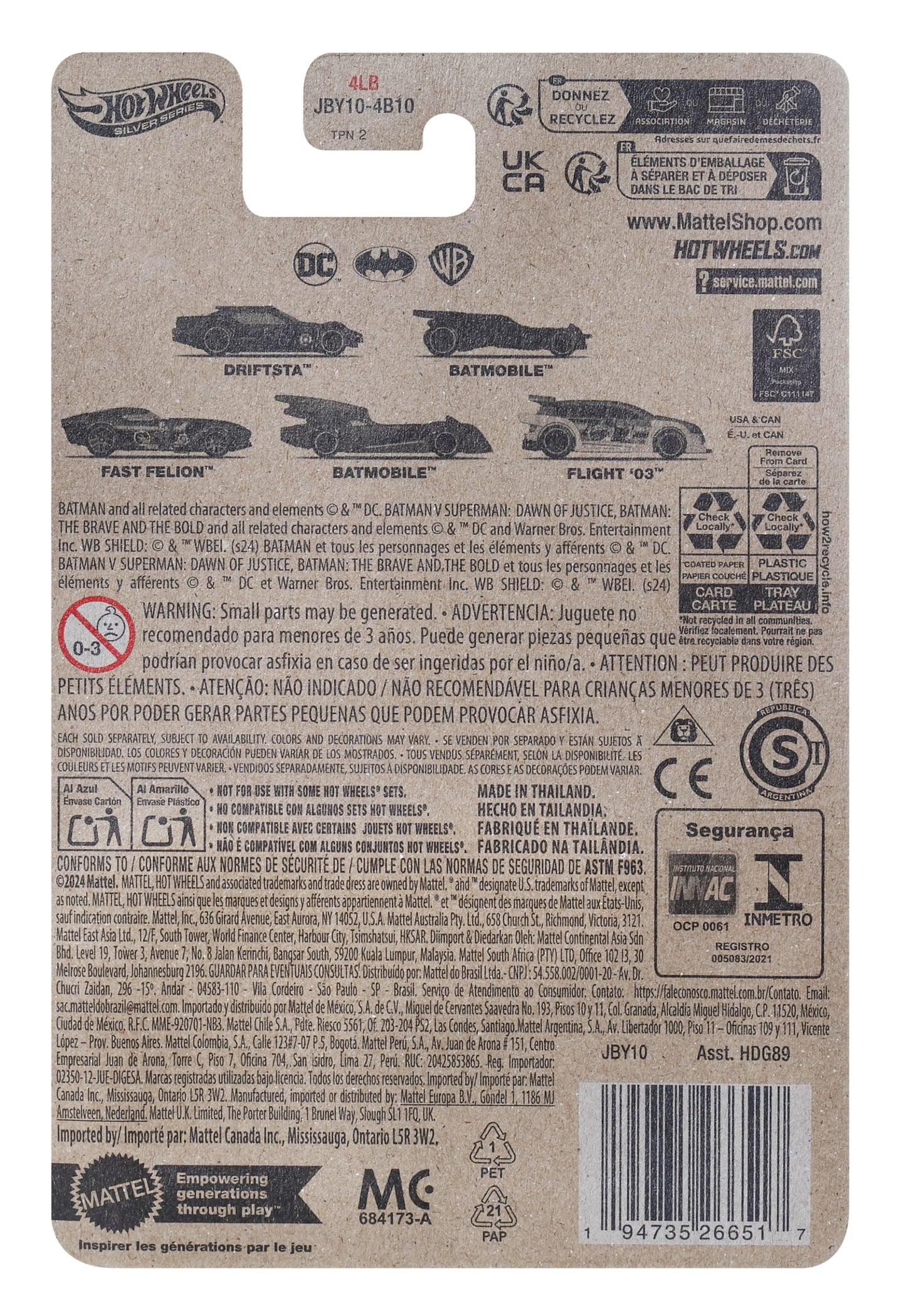 Hot Wheels Collector Vehículo de Colección Auto de Batman Flight 03