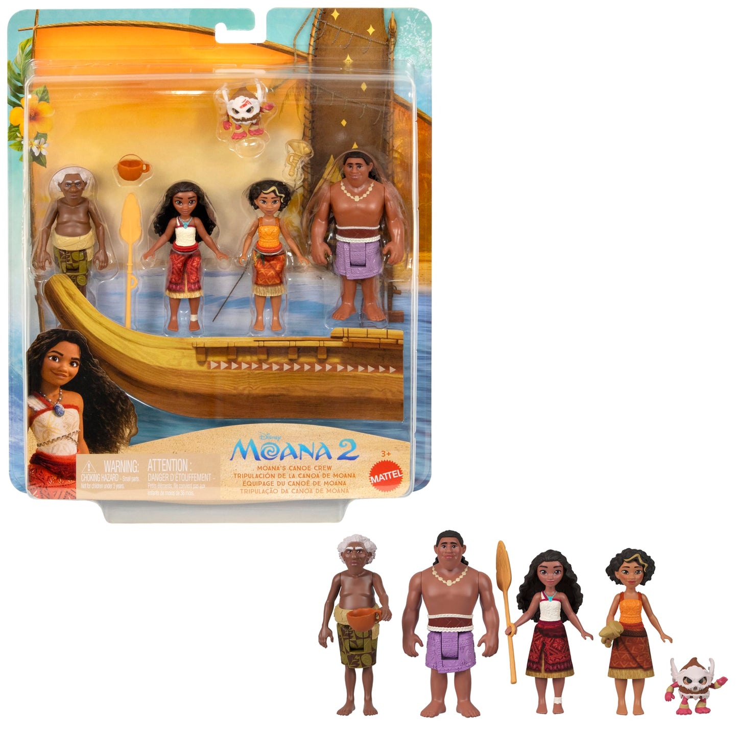 Disney Moana 2 Moana's Canoe Crew Playset With 5 Small Dolls & 3 Accessories, inspired By The Movie
