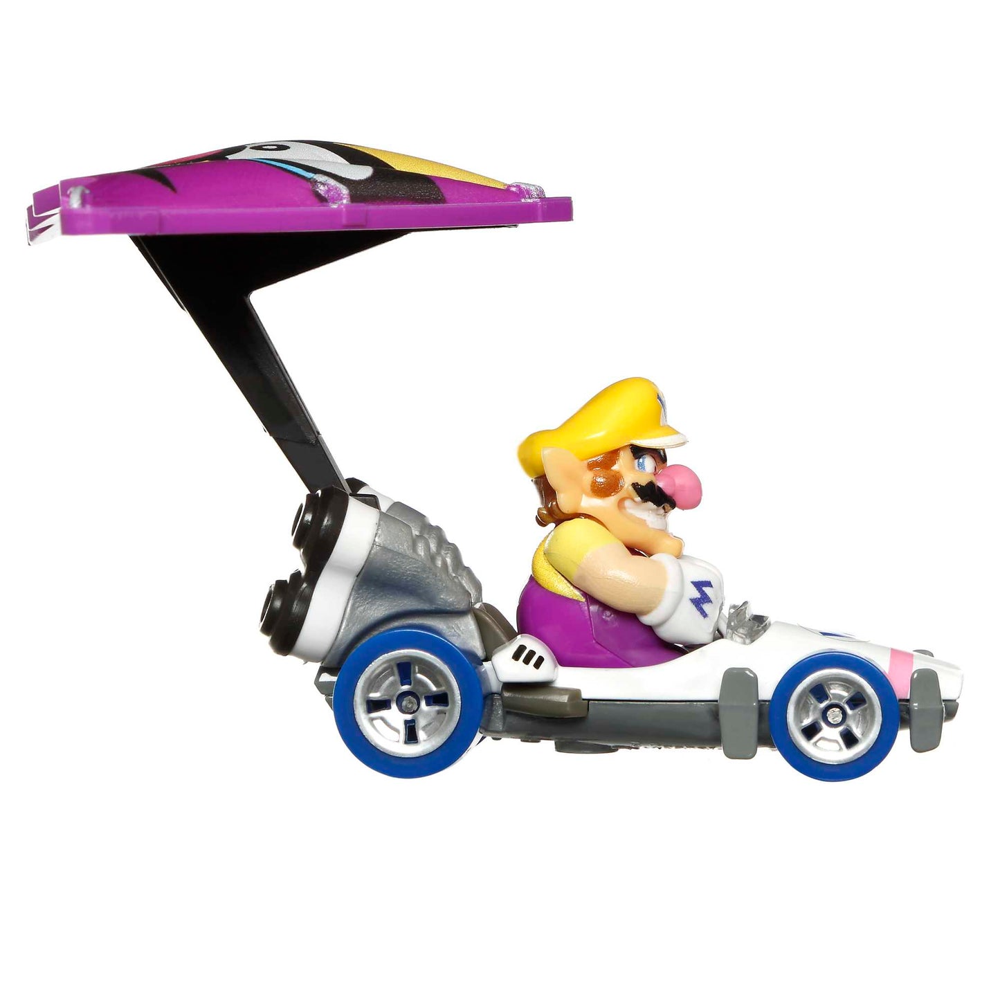 Hot Wheels Mario Kart Veículo de Brinquedo Waluigi B-Dasher com Wario Wing