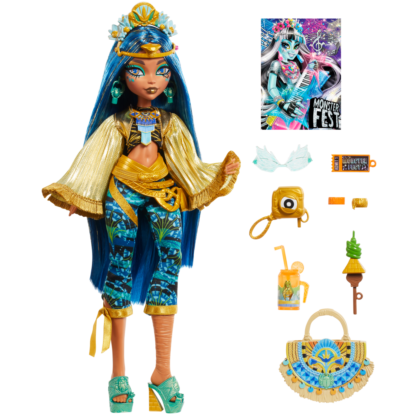 Monster High Monster Fest Cleo De Nile Fashion Doll With Festival Outfit, Band Poster And Accessories