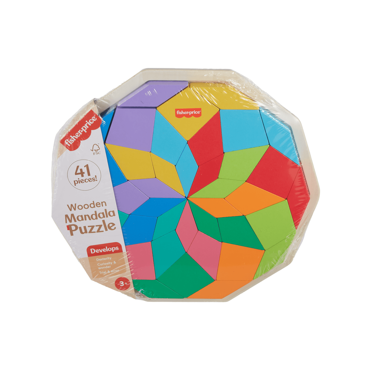 Fisher-Price Brinquedo para Bebês Quebra-cabeça de Madeira Mandala Geométrica