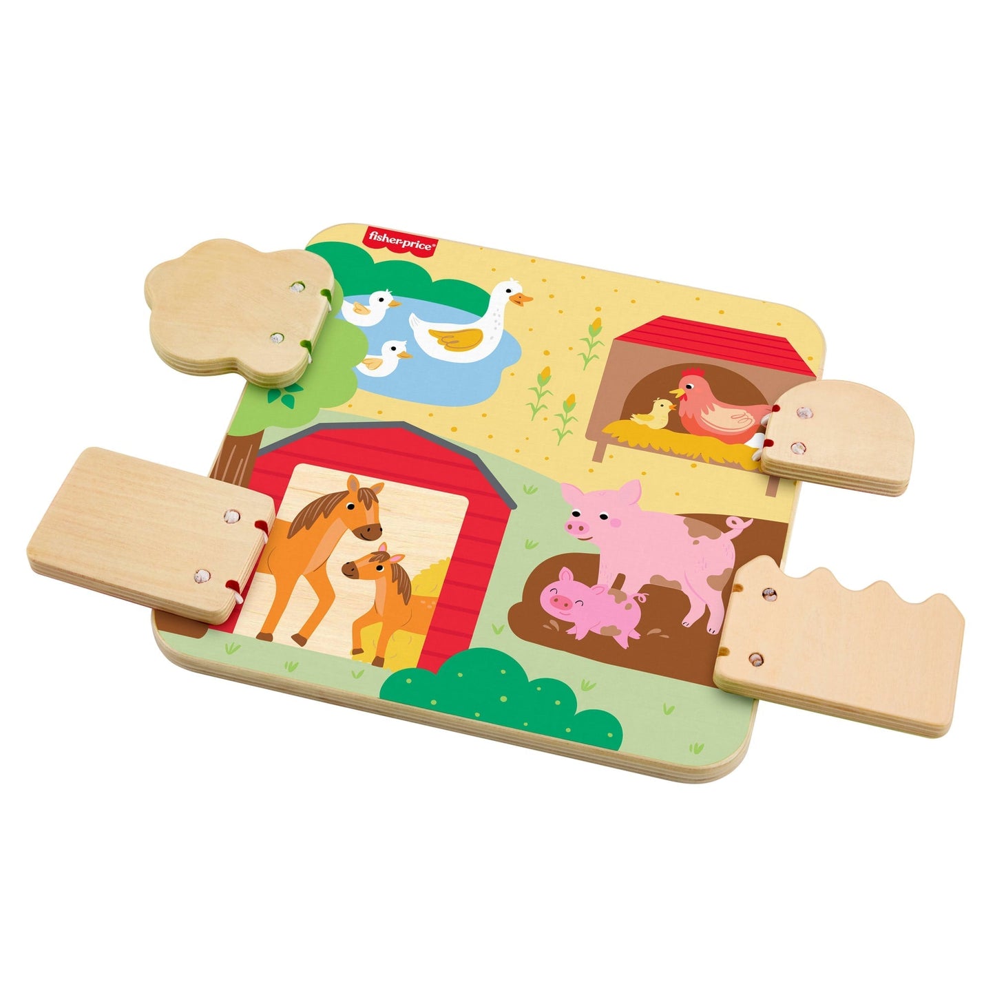 Fisher-Price-La Planche en Bois des Animaux de La Ferme-Pour Bébé