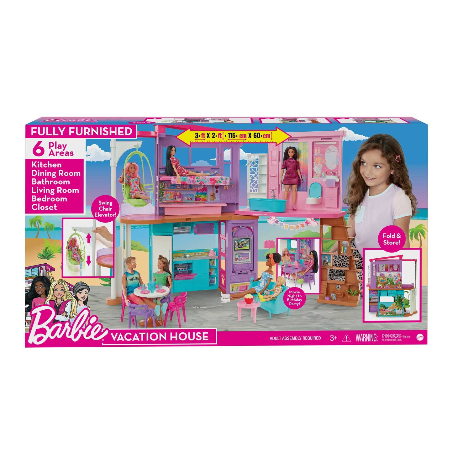 Barbie®  Coffret de Jeu  Maison de Vacances  30+ Éléments, 3+ Ans