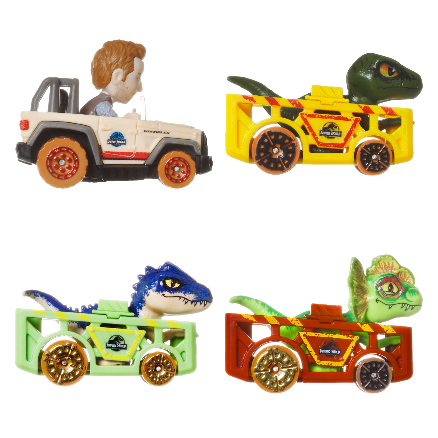 Hot Wheels RacerVerse Vehículo de Juguete Cuatro Autos de Carrera Jurassic World