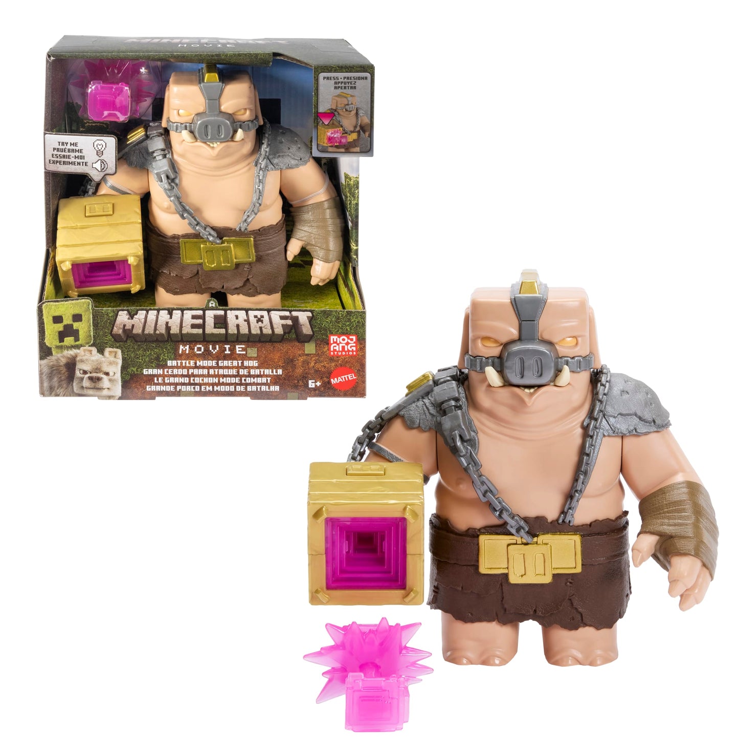 Minecraft – Figurine Surdimensionnée – Grand Cochon Mode Combat, Sons