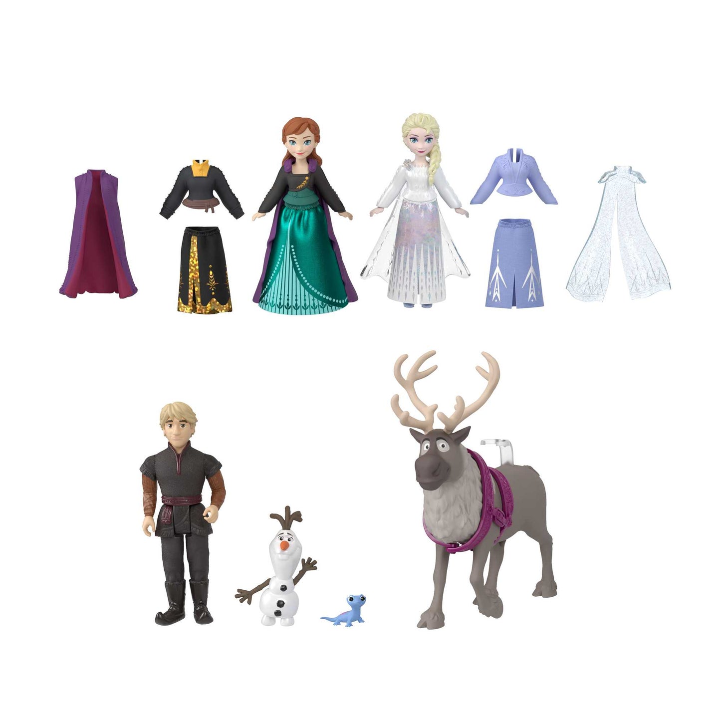 Disney Frozen Fashions & Friends Set With 3 Dolls, 4 Friend Figures And 4 Fashions