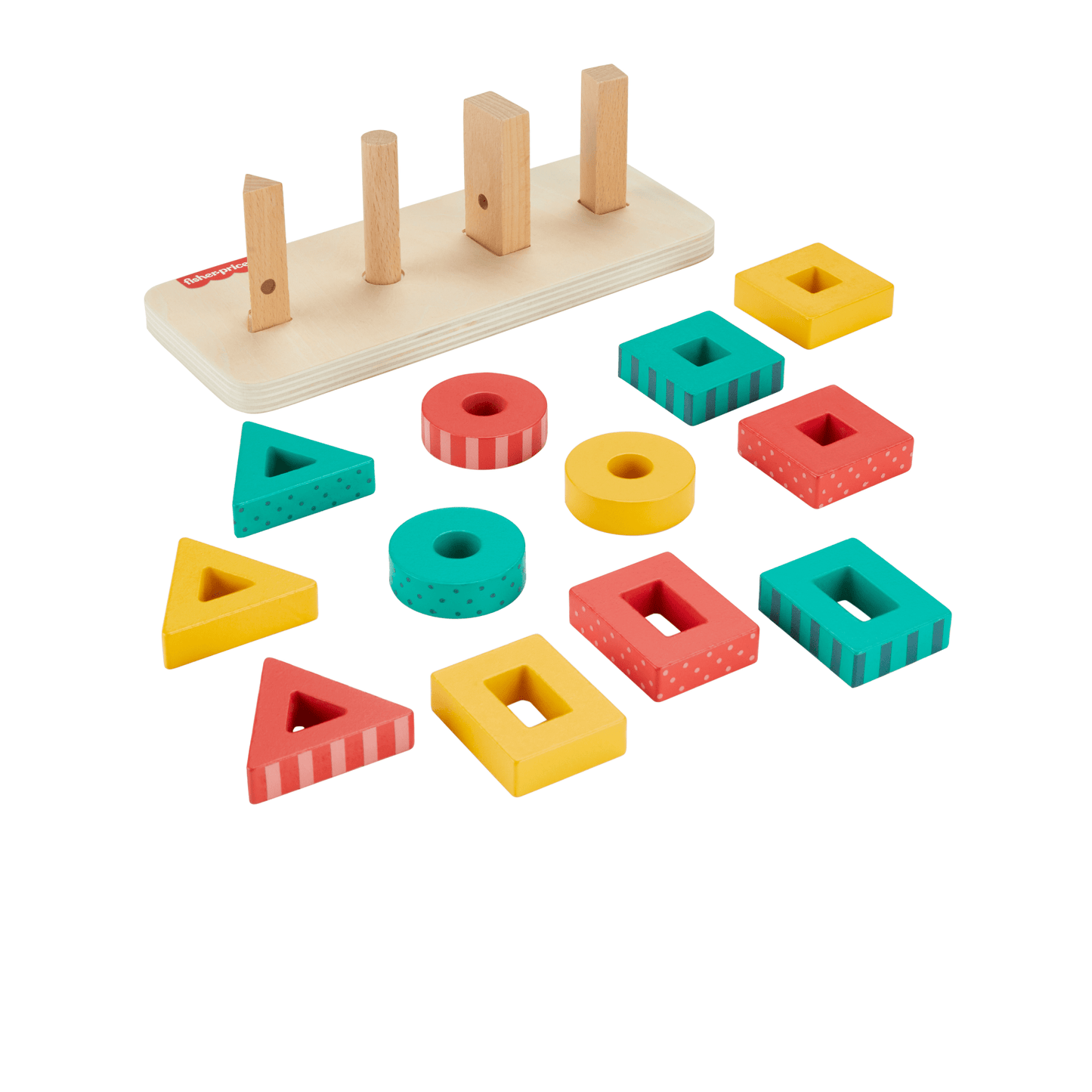 Fisher-Price Empileur de Formes en Bois, Triage, 13 Éléments