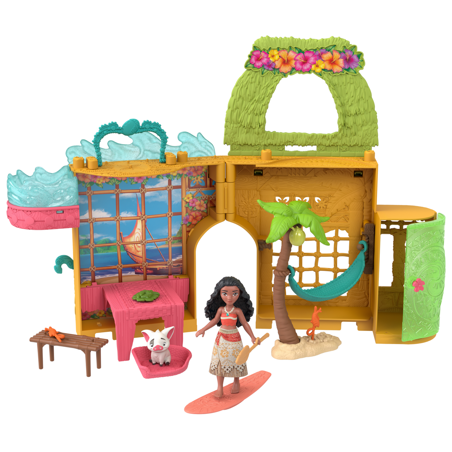 Disney Princess Moana Storytime Stackers Doll House With Small Doll, Animal Friend & 9 Accessories