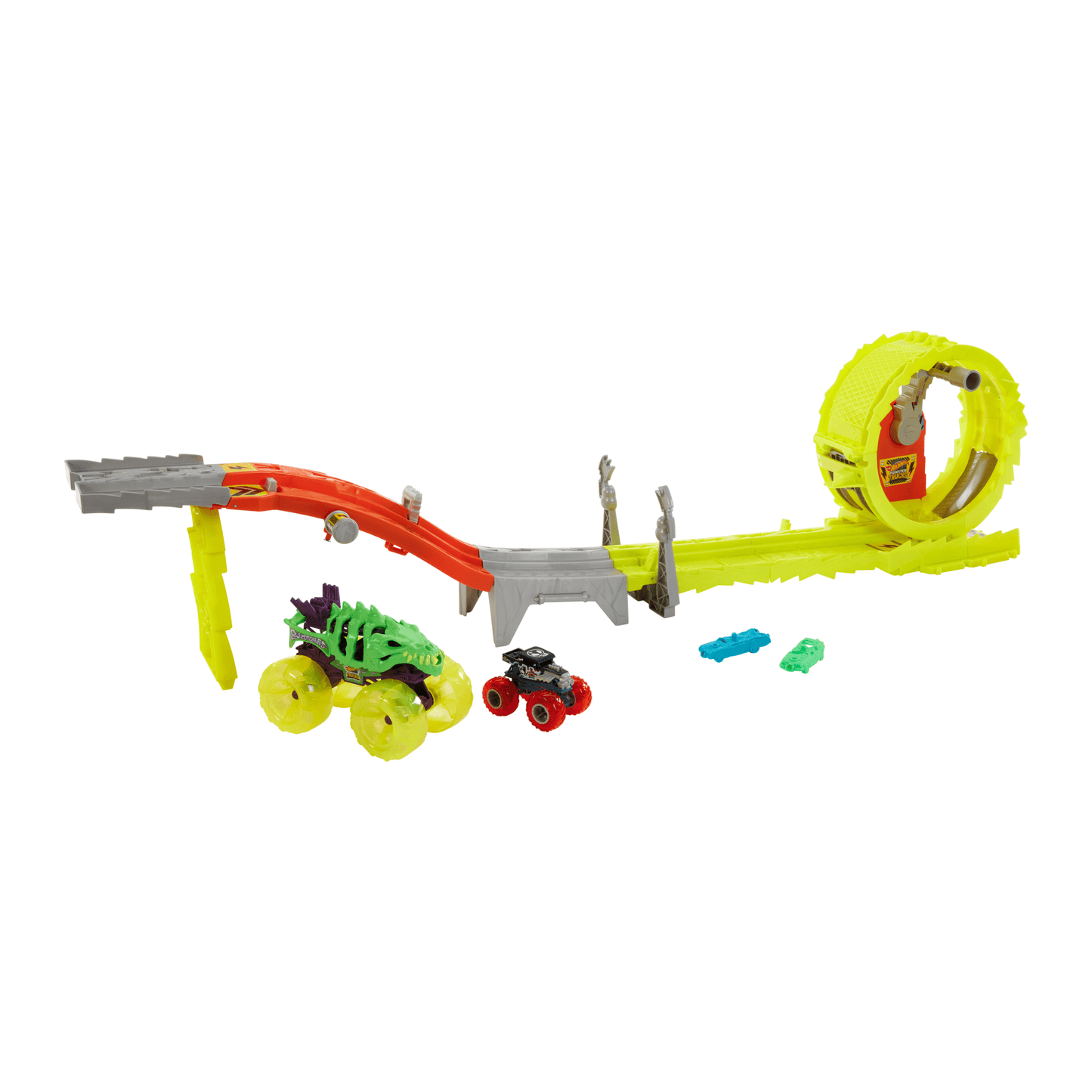 Hot Wheels Monster Trucks Pista de Brinquedo Arena Energia de Demolição Recarregue energia e destrua!