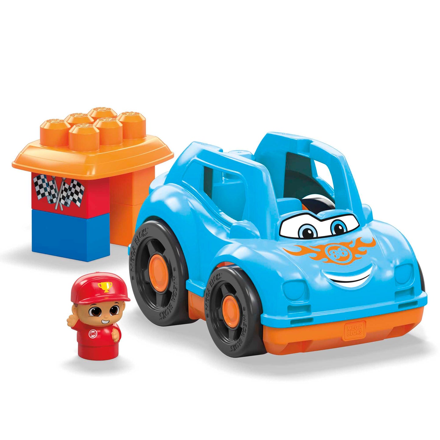 Mega Bloks Ricky Race Car Building Toy Car, Blocks For Toddlers 1-3 (6 Pcs)