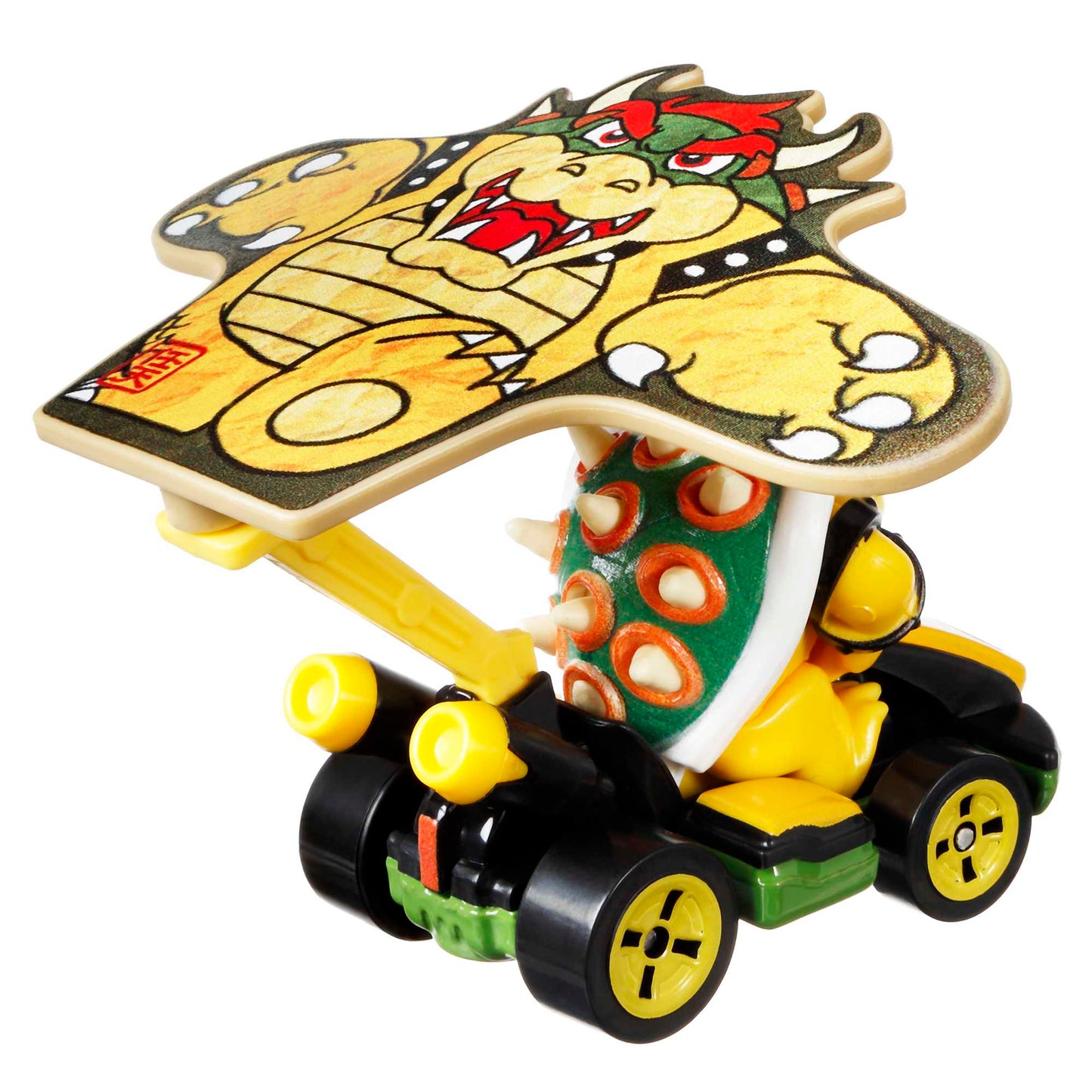 Hot Wheels Mario Kart Vehículo de Juguete Bowser Estándar Kart con Bowser Kite