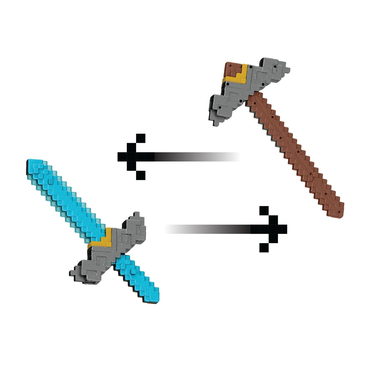 Minecraft – Film – Accessoire – Épée et Pioche Appuyez et Transformez