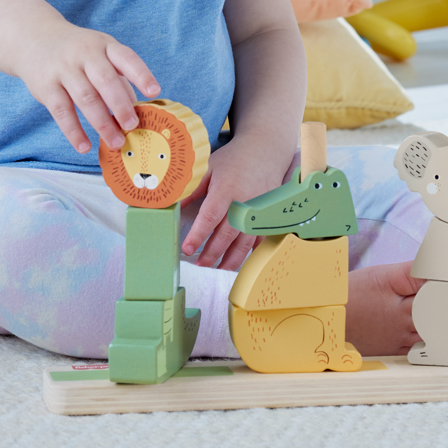 Fisher-Price Brinquedo para Bebês Animais Empilháveis de Madeira