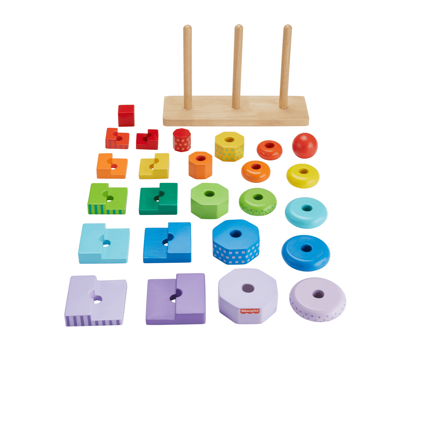 Fisher-Price Trieur de Formes Empilo en Bois, Triage, 26 Éléments