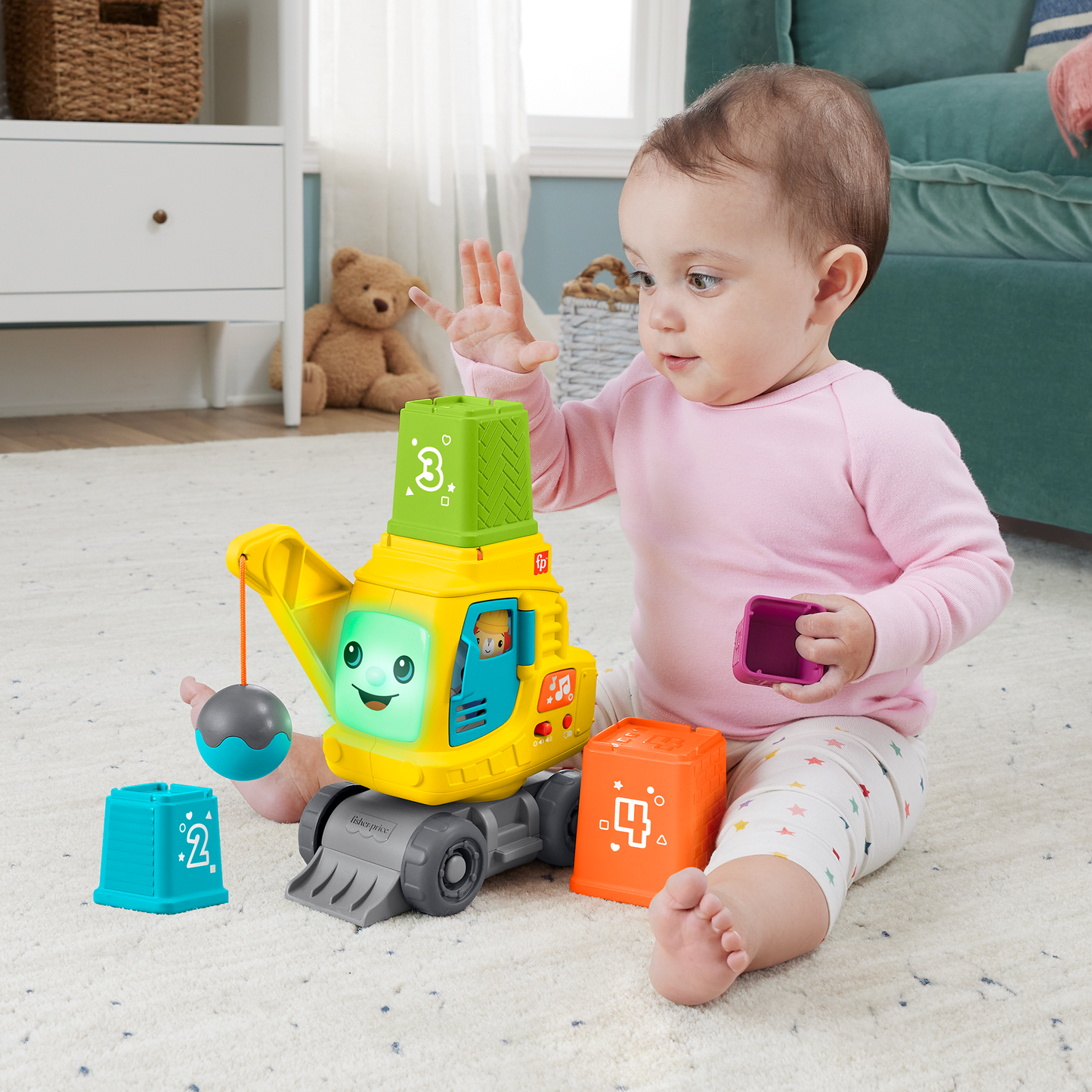 Fisher-Price  Grue Comptage et Empilage, Blocs, Lumières, Sons, Mult.