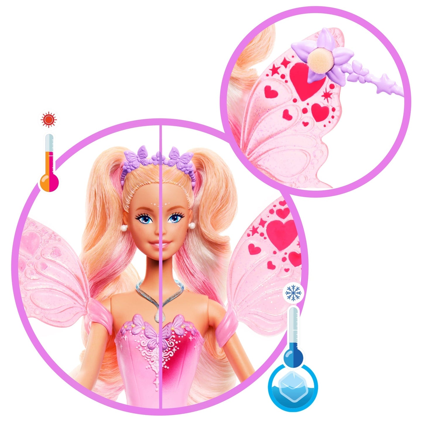 Barbie Fantasy Fairy Doll With Color-Change Wings And Outfit, Includes Toy Wand With Sponge & Fashion Accessories