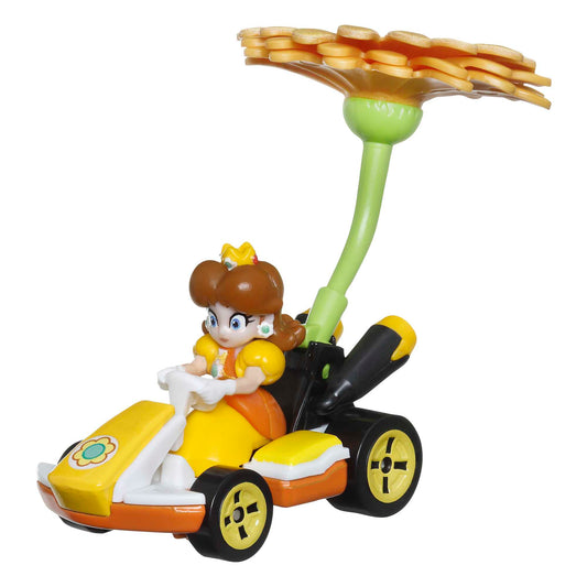 Hot Wheels Mario Kart Vehículo de Juguete Princesa Dasiy Estándar Kart con Flower Glider