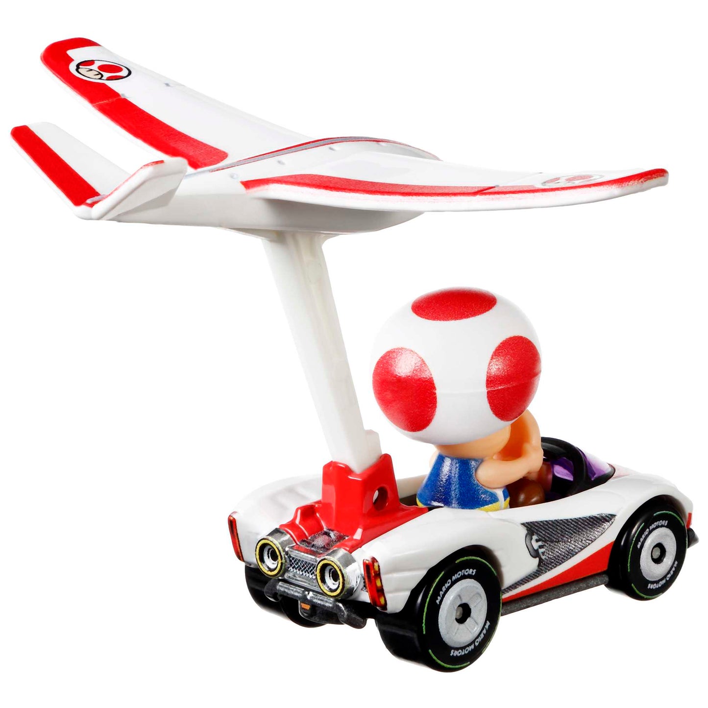 Hot Wheels Mario Kart Vehículo de Juguete Toad P-Wing con Plane Glider