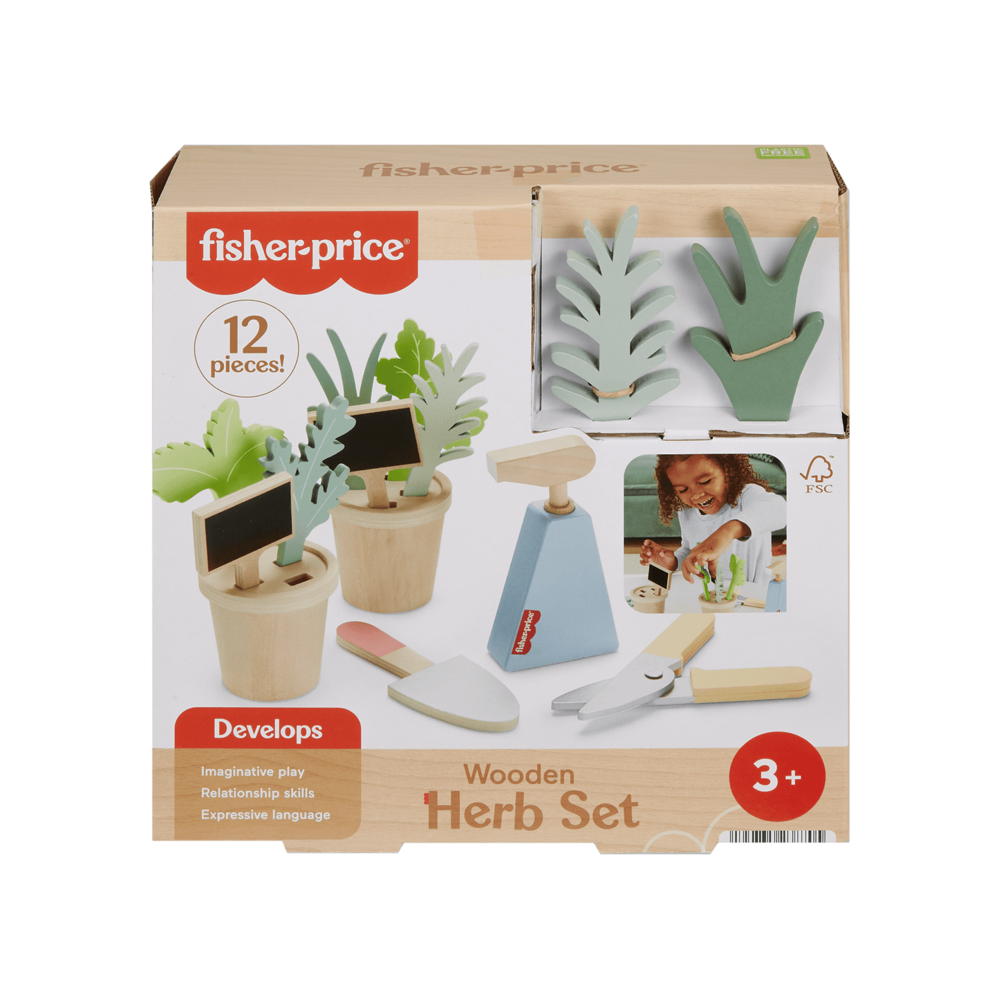 Fisher-Price  Coffret Plantes en Bois, Avec Outils, 12Éléments