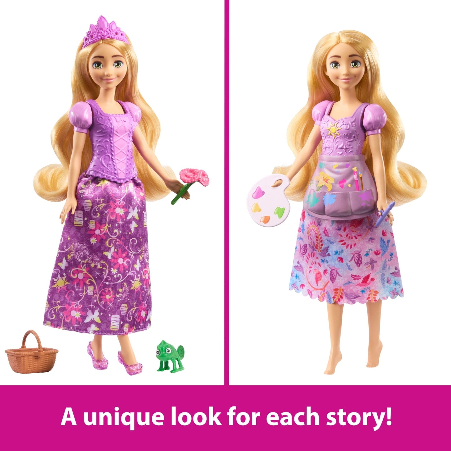 Disney Princess 2-in-1 Stories Rapunzel Fashion Doll With 2 Snap-On Bodices, 2 Skirts & 9 Accessories