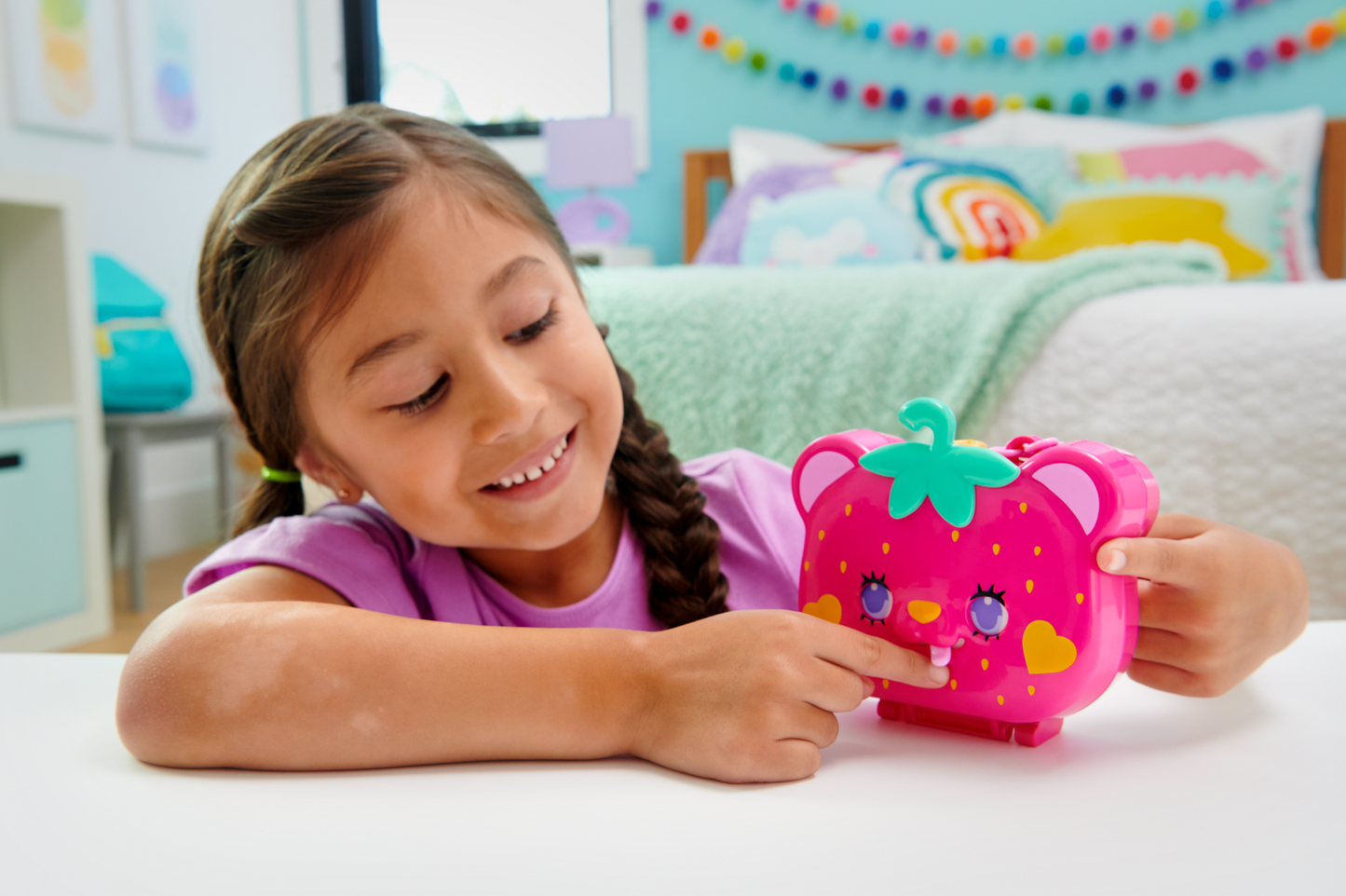 Pollypocket-Ourson Fraise-Coffret et Figurines, Jouet de Voyage