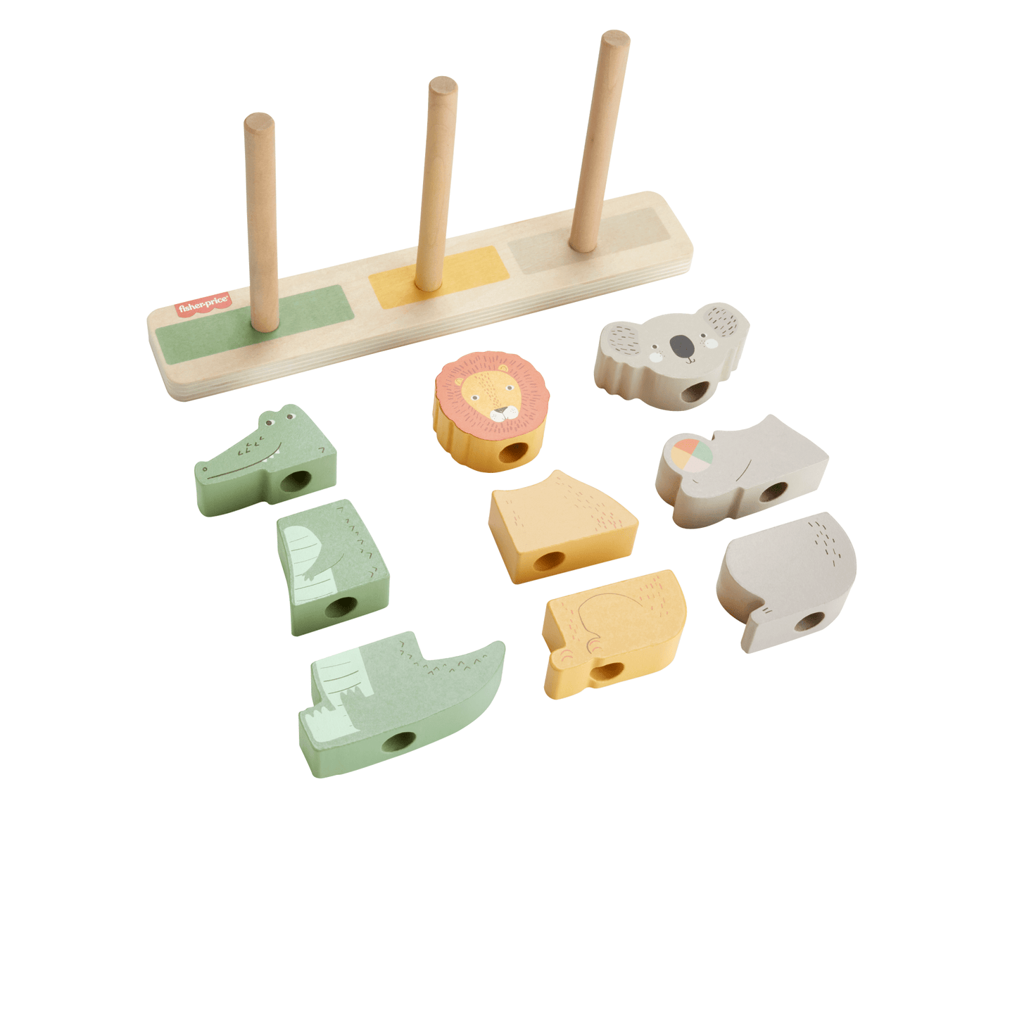 Fisher-Price Brinquedo para Bebês Animais Empilháveis de Madeira