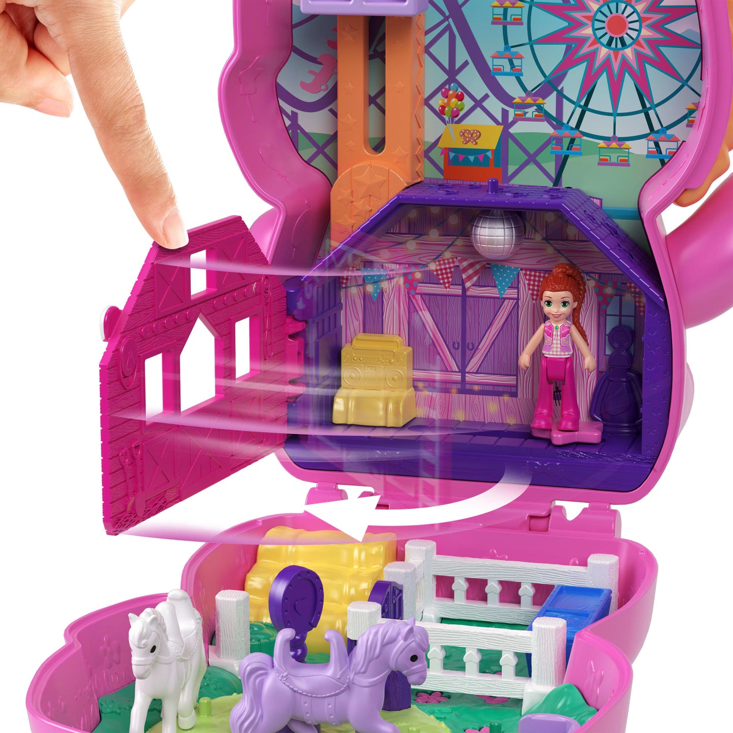 Polly Pocket  Coffret  Poney Rodéo, Micro-Poupée, Chevaux, Access.