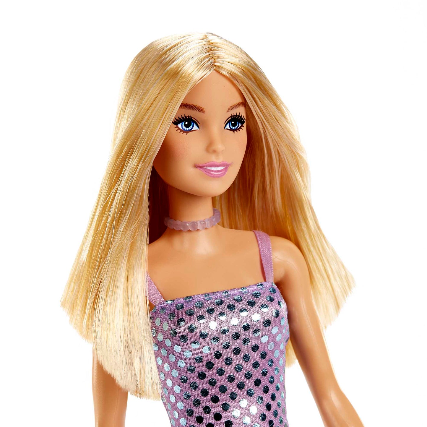 Barbie Poupée Blonde Avec Robe Lavande Métallique