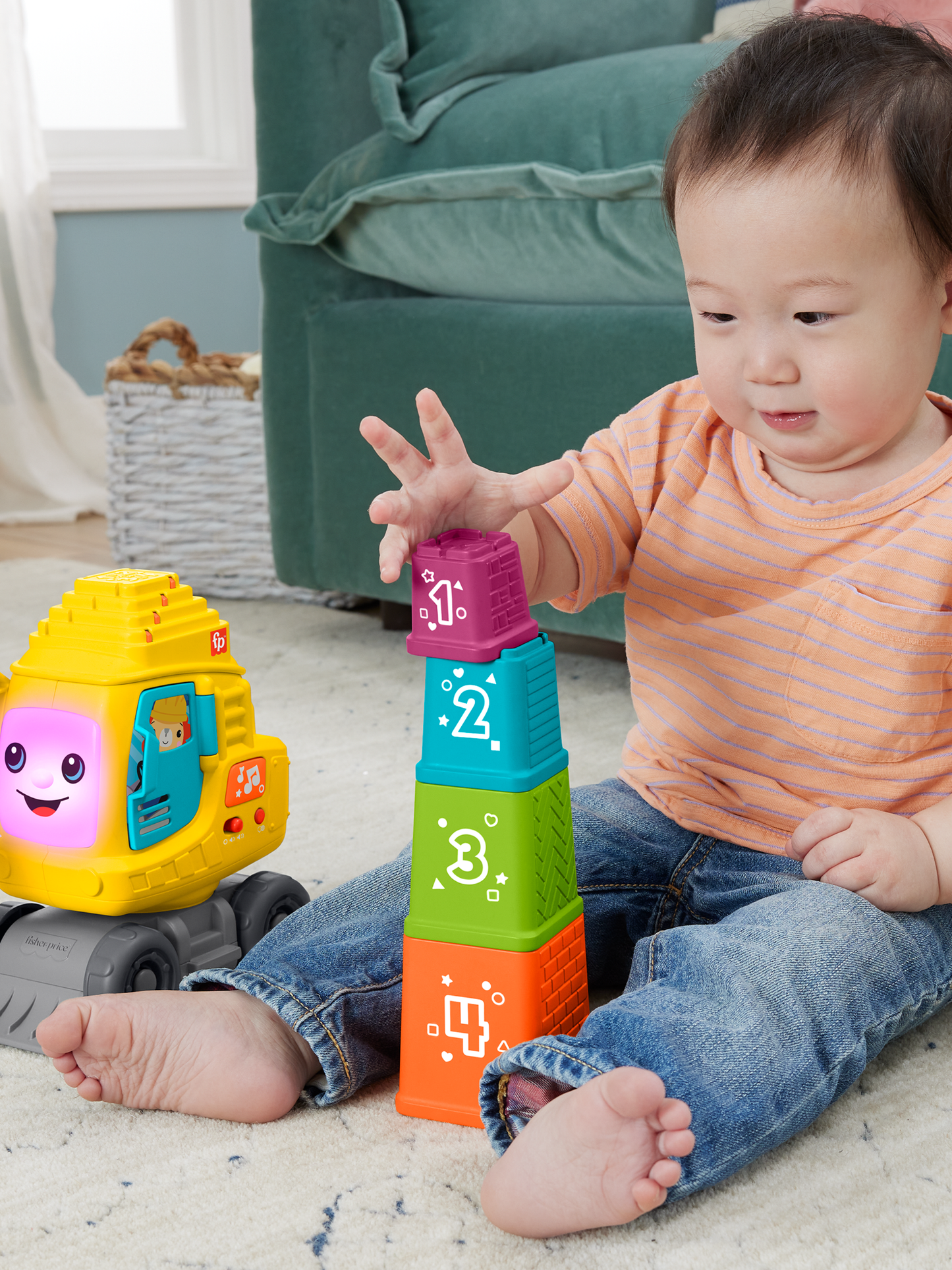 Fisher-Price  Grue Comptage et Empilage, Blocs, Lumières, Sons, Mult.